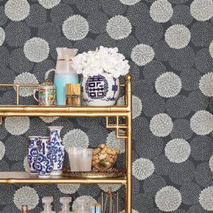 Blithe Charcoal Floral Wallpaper