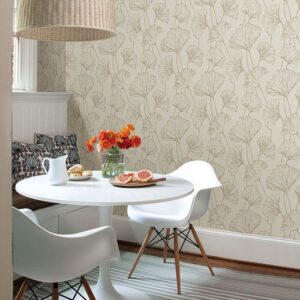 Reverie Grey Ginkgo Wallpaper