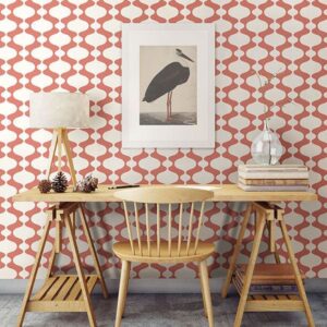 Ashbury Coral Retro Wallpaper