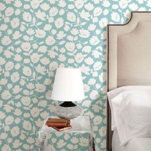 Astrid Turquoise Floral Wallpaper