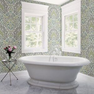 Garden of Eden Green Damask Wallpaper