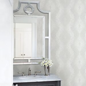 Feliz Silver Beaded Ogee Wallpaper