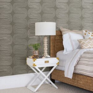 Zephyr Brown Abstract Stripe Wallpaper