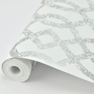 Ethereal Silver Trellis Wallpaper