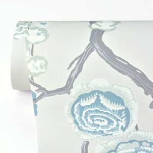 Peony Tree Aqua Wallpaper by Sarah Richardson