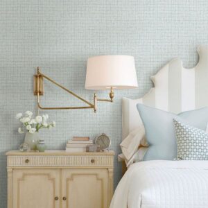Aqua Palm Weave Wallpaper by Sarah Richardson