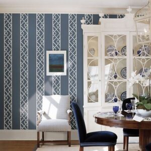 Latticework Indigo Wallpaper by Sarah Richardson