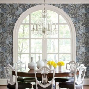 Jasmine Denim Botanical Wallpaper by Sarah Richardson