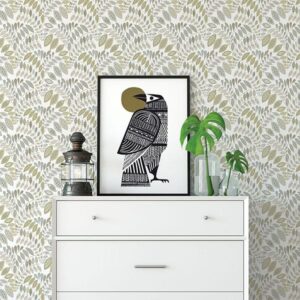 Fiddlehead Grey Botanical Wallpaper