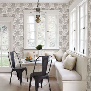 Peas in a Pod Light Grey Garden Wallpaper