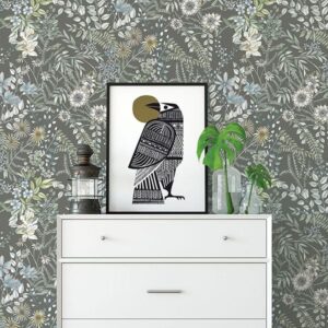 Full Bloom Taupe Floral Wallpaper
