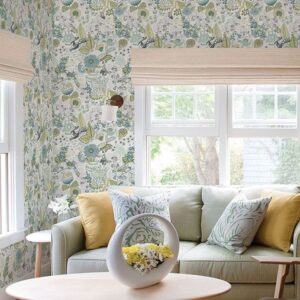 Whimsy Green Fauna Wallpaper