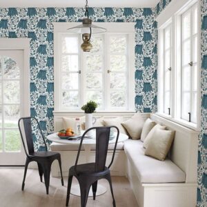 Peas in a Pod Teal Garden Wallpaper