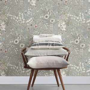 Full Bloom Beige Floral Wallpaper