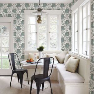 Peas in a Pod Turquoise Garden Wallpaper