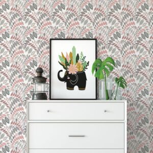 Fiddlehead Pink Botanical Wallpaper