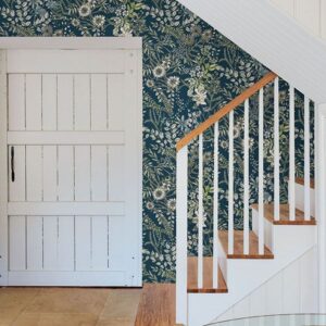 Full Bloom Navy Floral Wallpaper