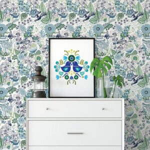 Whimsy Blue Fauna Wallpaper