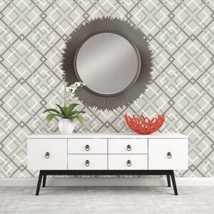 Saltire Emile Taupe Lattice Wallpaper