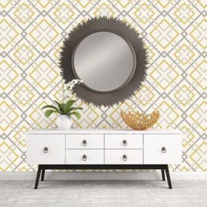 Saltire Emile Yellow Lattice Wallpaper