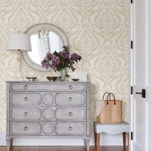Featherton Mustard Floral Damask Wallpaper