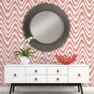 Bargello Red Faux Grasscloth Wave Wallpaper