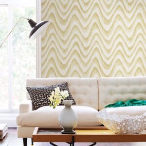 Bargello Yellow Faux Grasscloth Wave Wallpaper