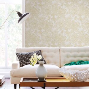 Birds of Paradise Breeze Mustard Floral Wallpaper
