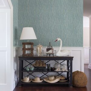 Raffia Thames Aqua Faux Grasscloth Wallpaper