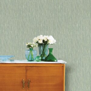 Raffia Thames Green Faux Grasscloth Wallpaper