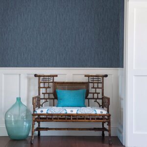 Raffia Thames Blue Faux Grasscloth Wallpaper