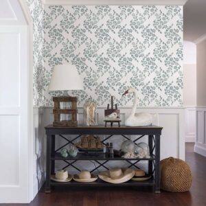 Arabesque Teal Floral Trail Wallpaper