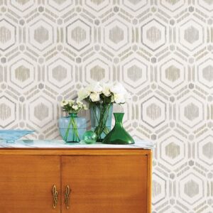 Borneo Light Grey Geometric Grasscloth Wallpaper