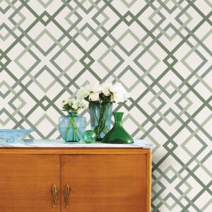 Saltire Emile Green Lattice Wallpaper