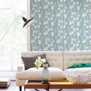 Linnea Elsa Light Blue Botanical Trail Wallpaper