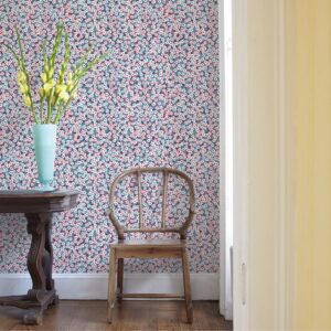 Giverny Red Miniature Floral Wallpaper