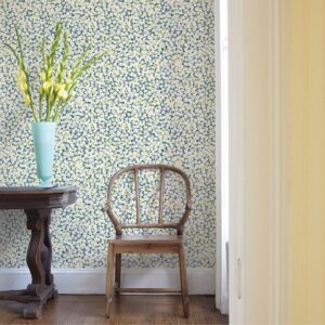 Giverny Blue Miniature Floral Wallpaper