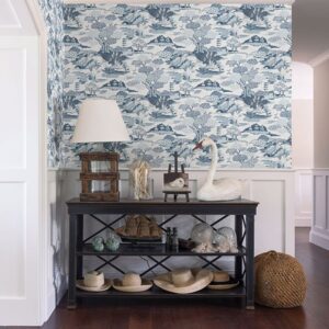 Joy De Vie Blue Toile Wallpaper