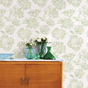 Folia Light Green Floral Wallpaper