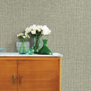 Rattan Green Woven Wallpaper