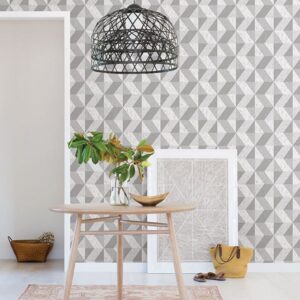 Cerium Grey Concrete Geometric Wallpaper