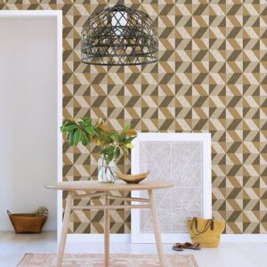 Cerium Light Brown Concrete Geometric Wallpaper