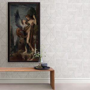 Cheverny Light Grey Geometric Wood Wallpaper