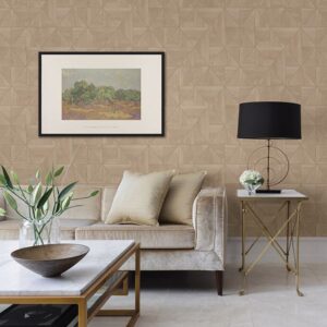Cheverny Beige Geometric Wood Wallpaper