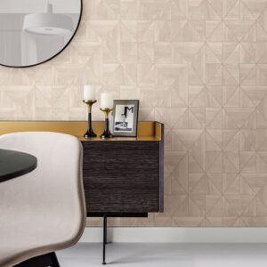 Cheverny Cream Geometric Wood Wallpaper