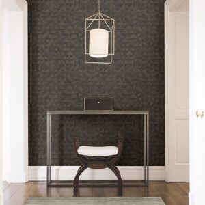 Gallerie Dark Brown Geometric Wood Wallpaper
