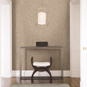 Gallerie Beige Geometric Wood Wallpaper