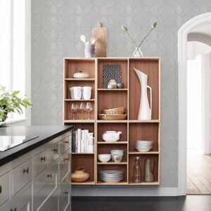 Intrinsic Silver Geometric Wood Wallpaper