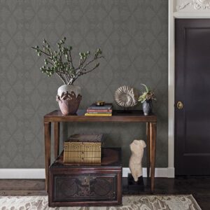 Intrinsic Dark Grey Geometric Wood Wallpaper