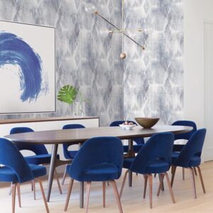 Perspective Indigo Abstract Geometric Wallpaper